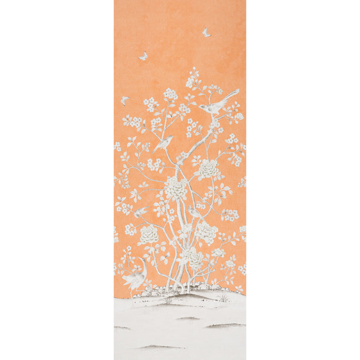 Schumacher Chinois Palais Panel Tangerine Wallpaper 5007124