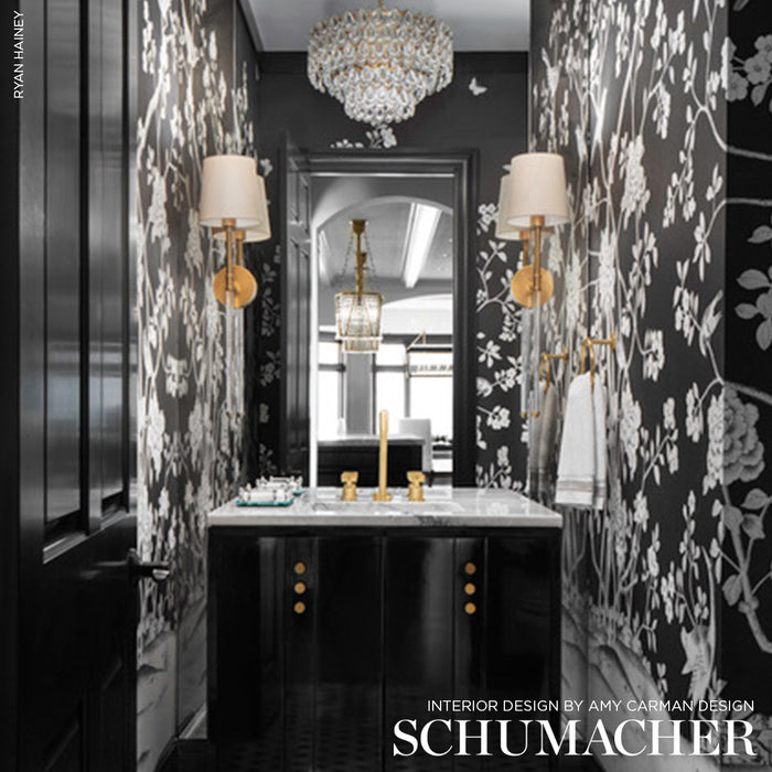 Schumacher Chinois Palais Panel Noir Wallpaper 5007127