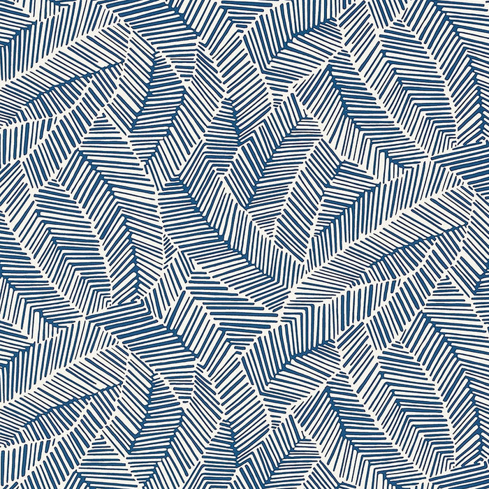 Schumacher Abstract Leaf Navy Wallpaper 5007533