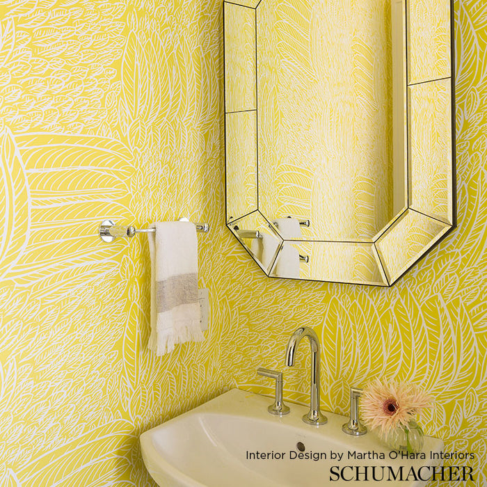 Schumacher Featherfest Citron Wallpaper 5007562