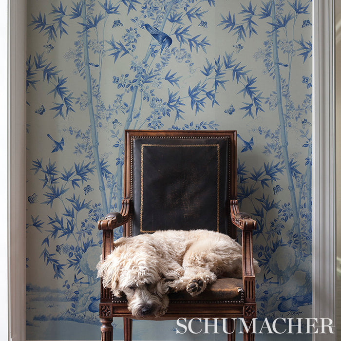 Schumacher Brighton Pavilion Panel Blue Wallpaper 5007744