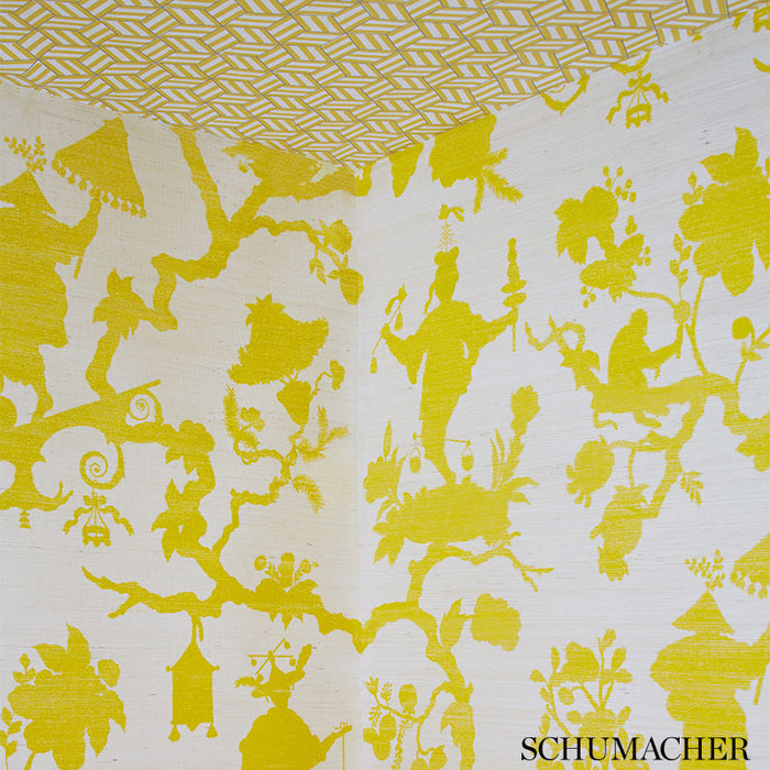 Schumacher Tumbling Blocks Citron Wallpaper 5007961