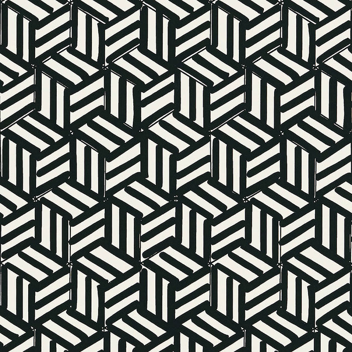 Schumacher Tumbling Blocks Black Wallpaper 5007964