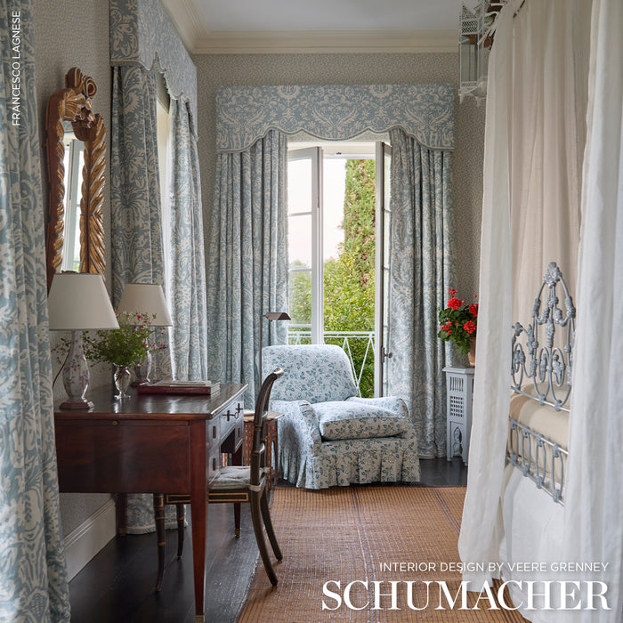 Schumacher Folly Orpington Blue Wallpaper 5008004