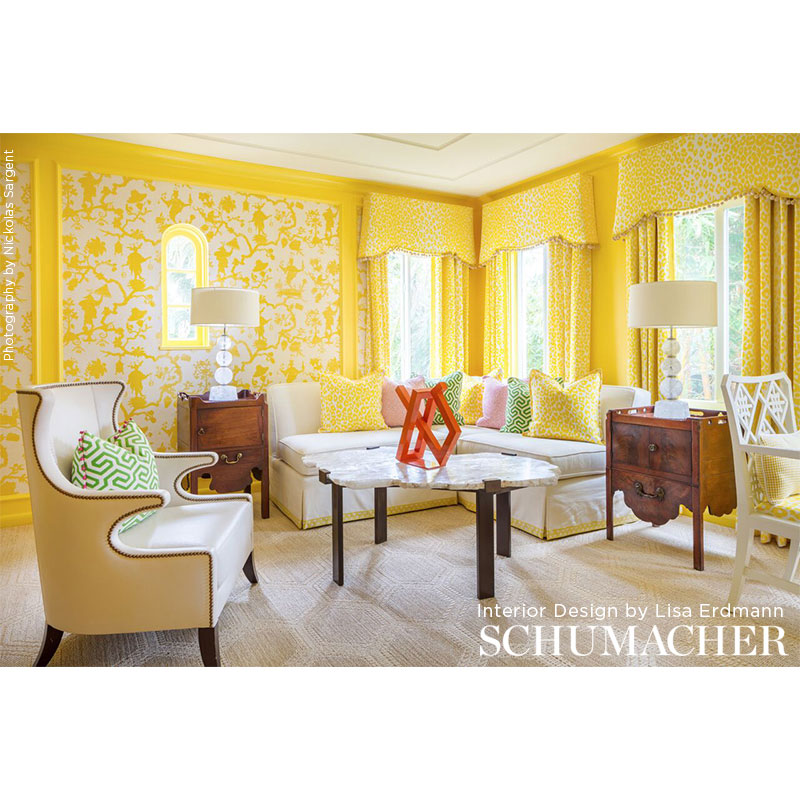 Schumacher Shantung Silhouette Sisal Yellow Wallpaper Sample 5008250