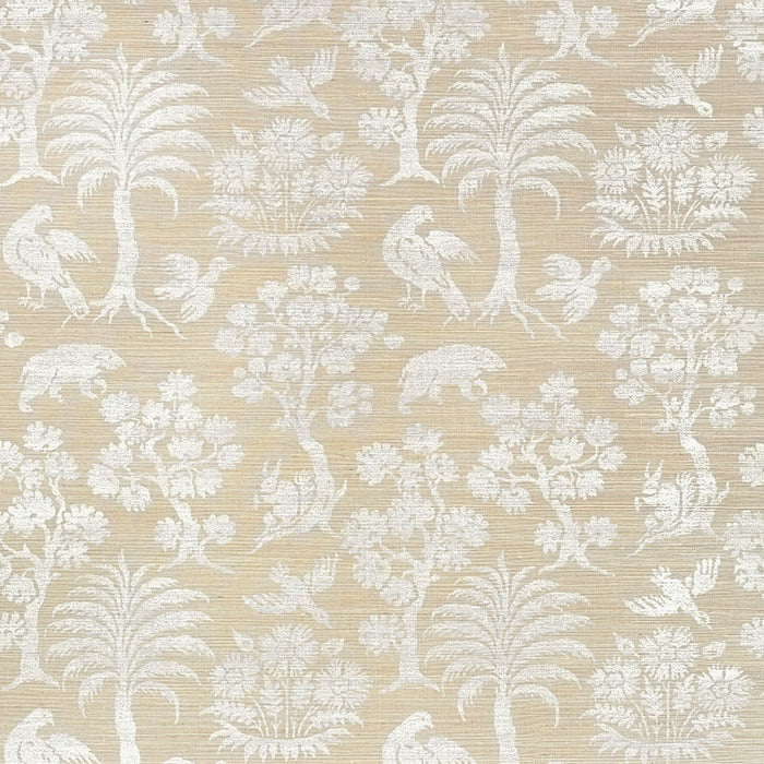 Schumacher Woodland Silhouette Sisal Fog Wallpaper Sample 5008281