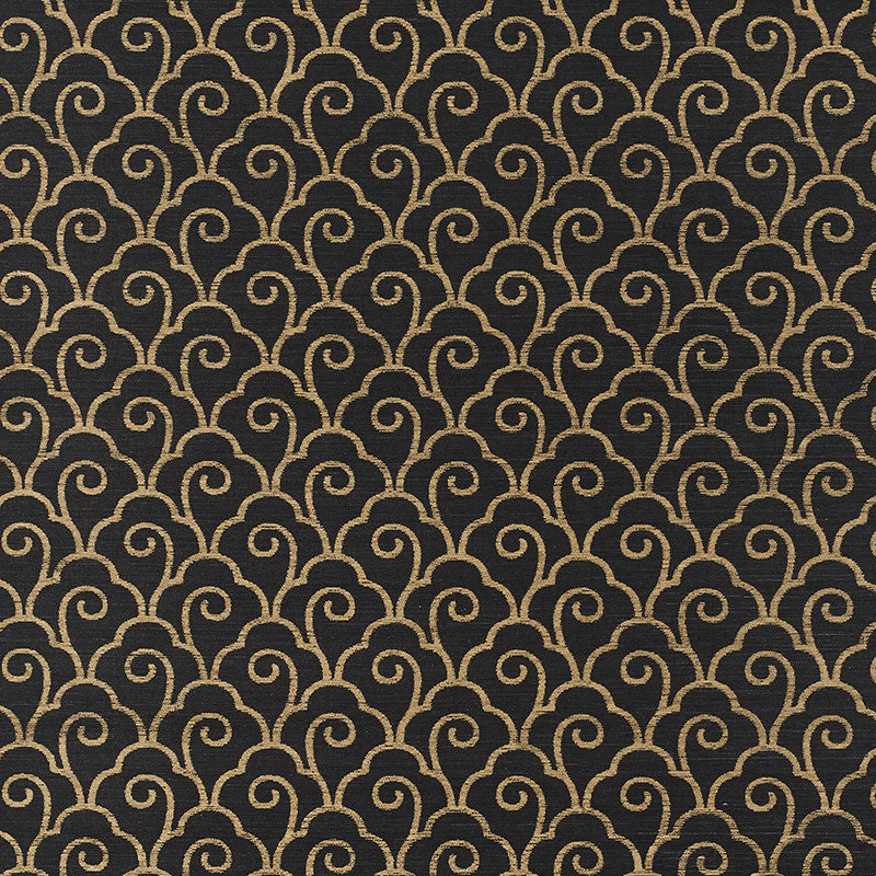 Schumacher Scallop Filigree Sisal Gold On Jet Wallpaper 5008301