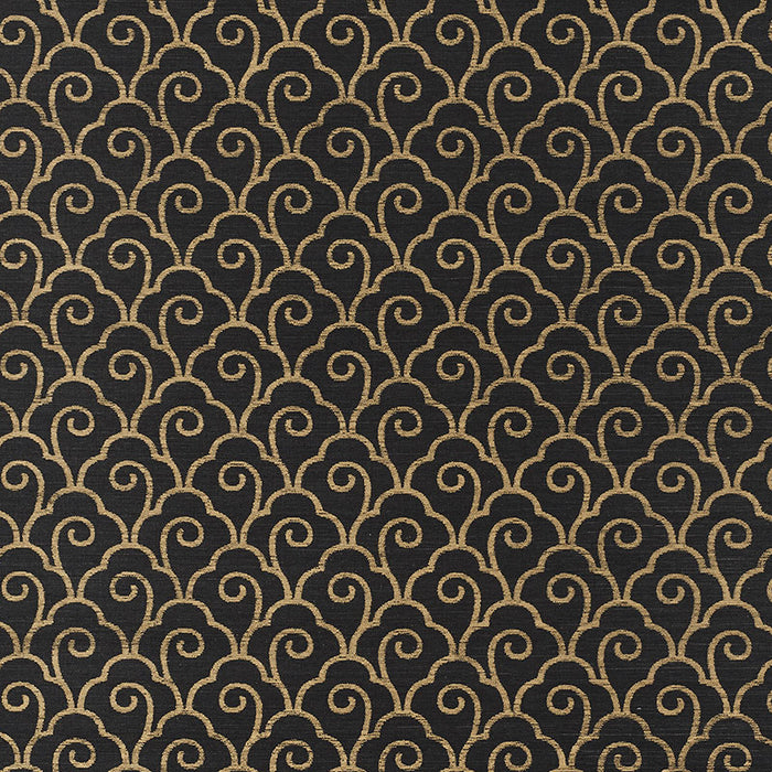 Schumacher Scallop Filigree Sisal Gold On Jet Wallpaper Sample 5008301