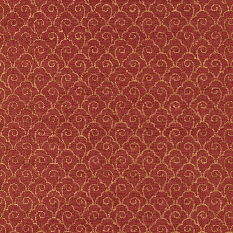 Schumacher Scallop Filigree Sisal Gold On Lacquer Wallpaper 5008302