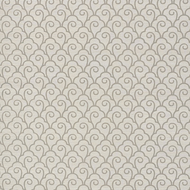 Schumacher Scallop Filigree Sisal Fog Wallpaper 5008303