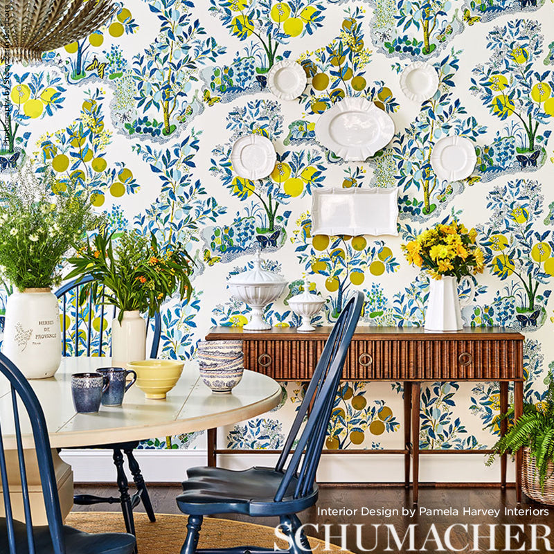 Schumacher Citrus Garden Panel Set Pool Wallpaper 5008411