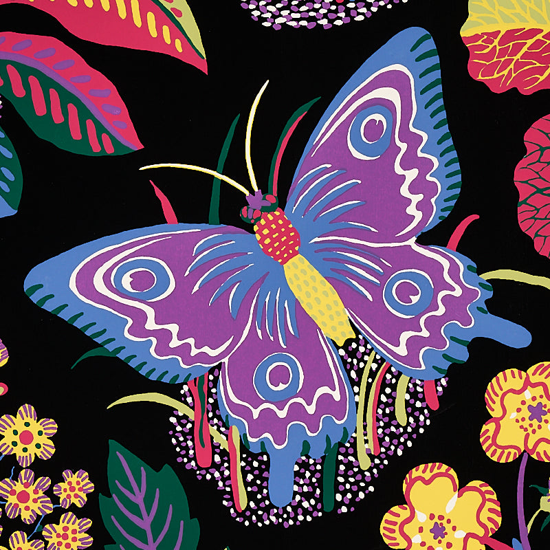 Schumacher Exotic Butterfly Black Wallpaper 5008422