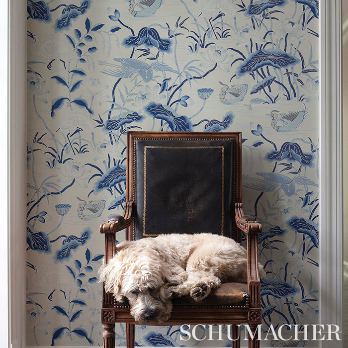 Schumacher Lotus Garden Porcelain Wallpaper 5008435