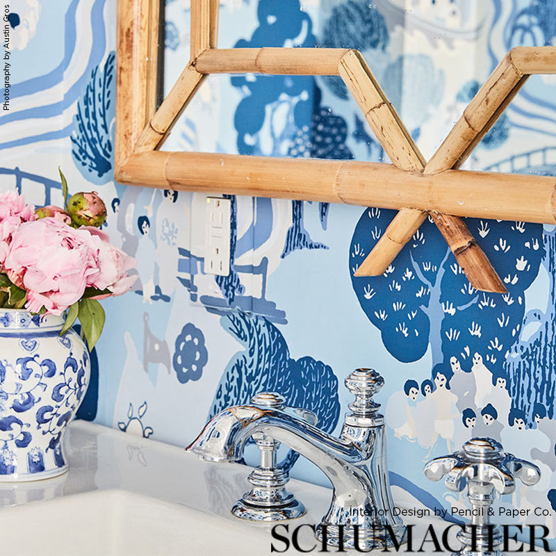 Schumacher Pearl River Blues Wallpaper 5008441