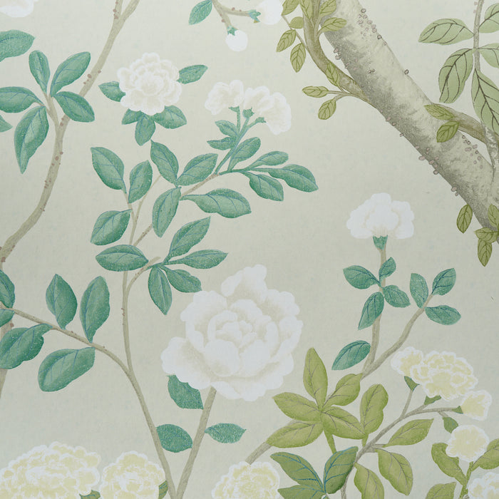 Schumacher Madame De Pompadour Panel Set Green Wallpaper Sample 5008543