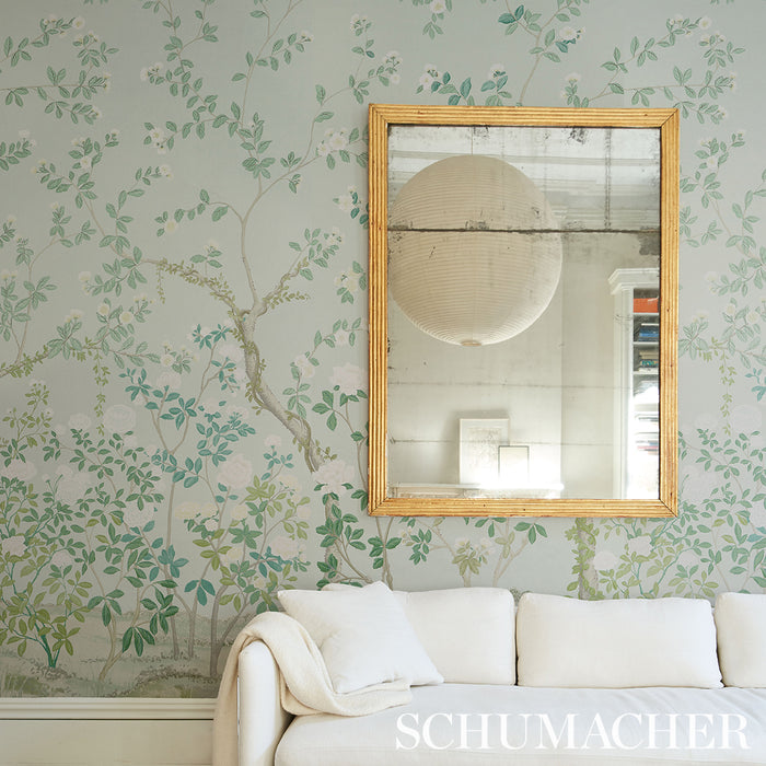 Schumacher Madame De Pompadour Panel Set Green Wallpaper 5008543