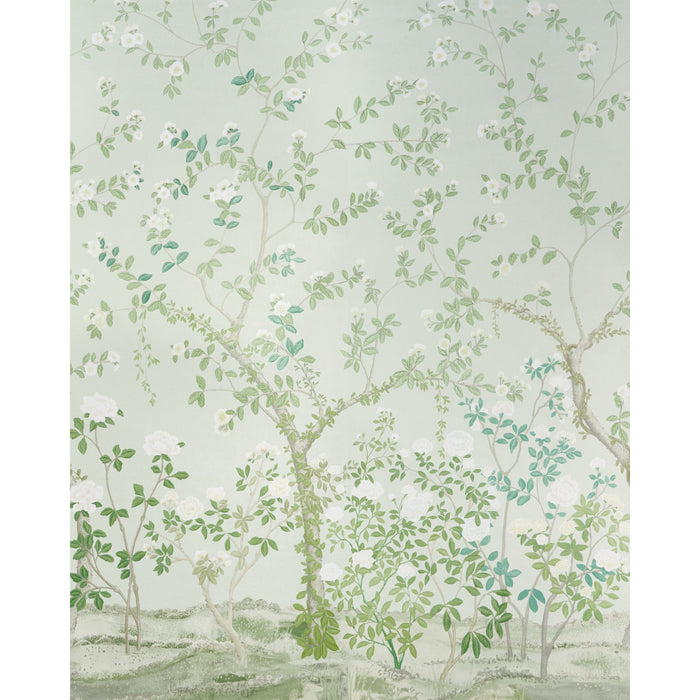 Schumacher Madame De Pompadour Panel Set Green Wallpaper Sample 5008543