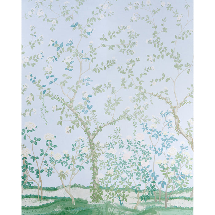 Schumacher Madame De Pompadour Panel Set Blue Wallpaper Sample 5008544