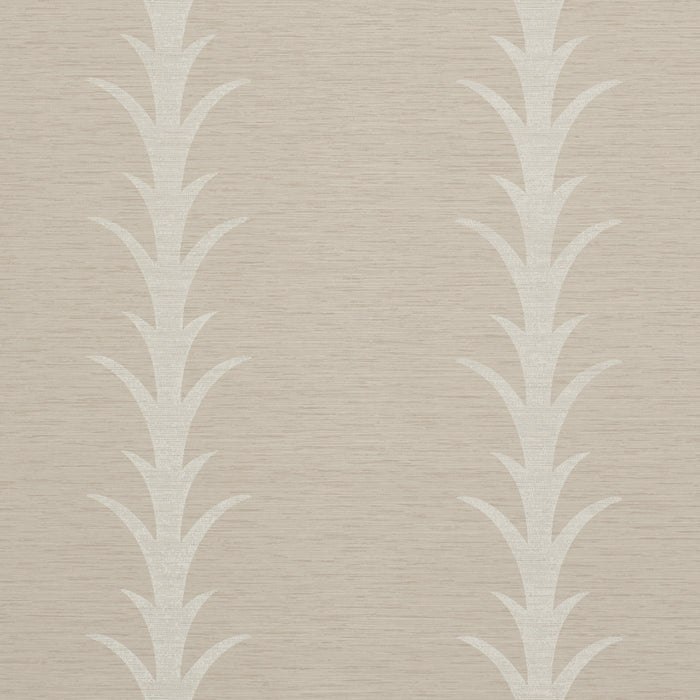 Schumacher Acanthus Stripe Vinyl Taupe Wallpaper 5008591