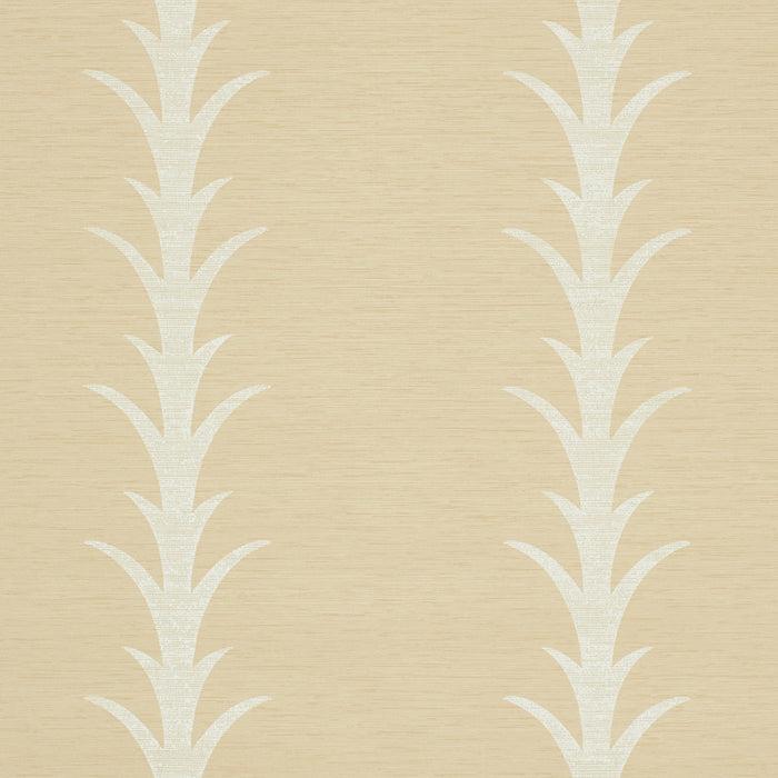 Schumacher Acanthus Stripe Vinyl Natural Wallpaper 5008592