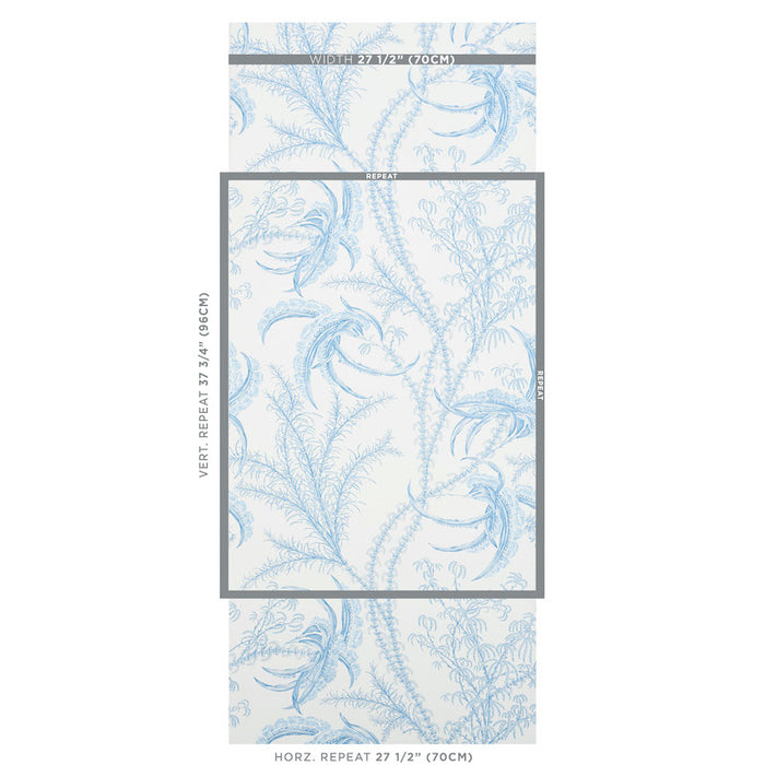 Schumacher Ocean Toile Delft Wallpaper 5008720