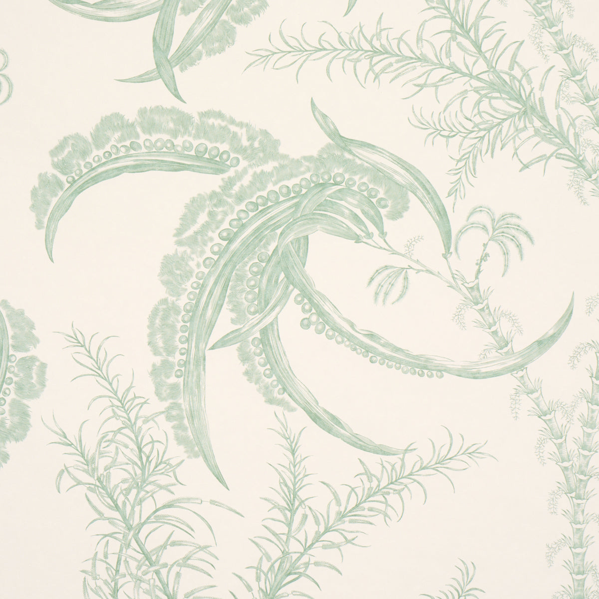 Schumacher Ocean Toile Eucalyptus On Linen Wallpaper 5008721