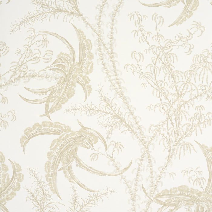 Schumacher Ocean Toile Sand Wallpaper Sample 5008722