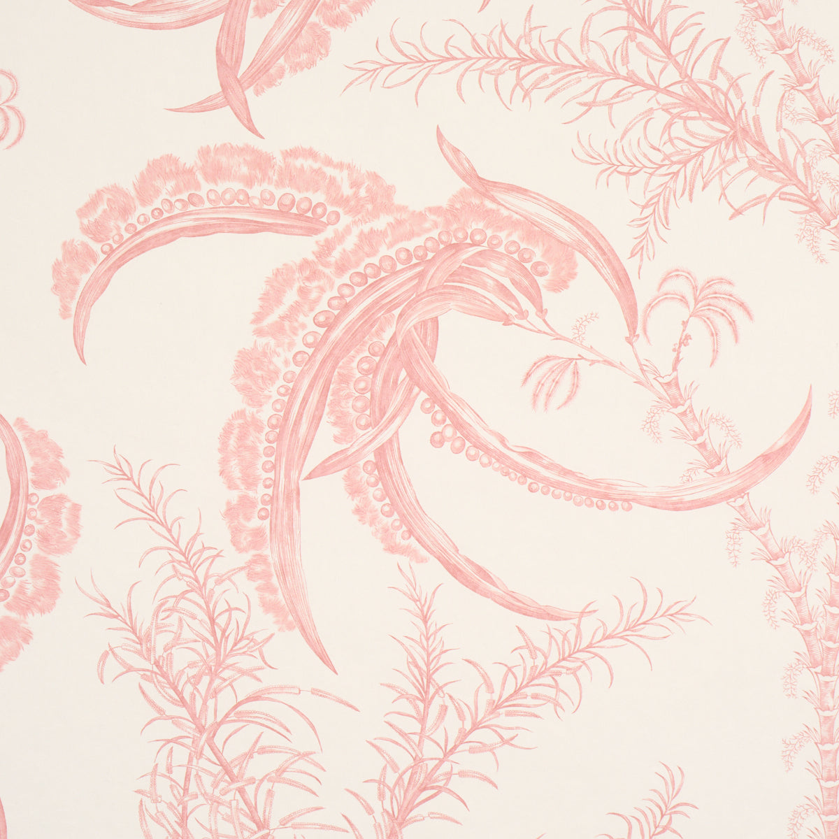 Schumacher Ocean Toile Coral Wallpaper 5008723