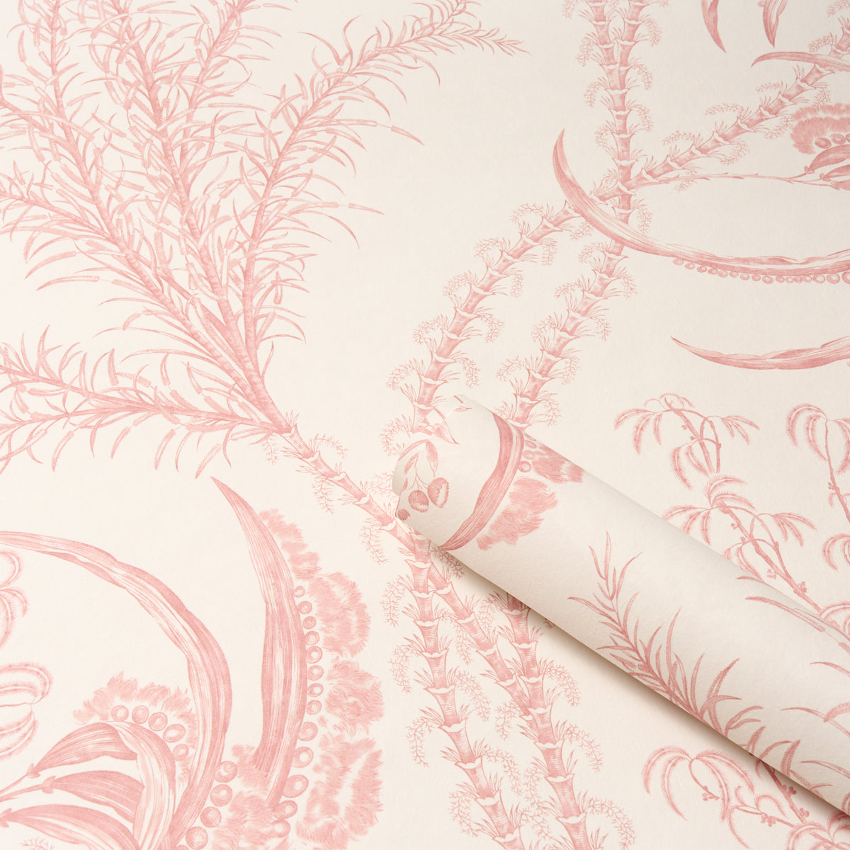 Schumacher Ocean Toile Coral Wallpaper 5008723