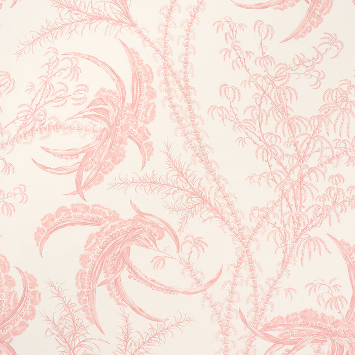 Schumacher Ocean Toile Coral Wallpaper Sample 5008723