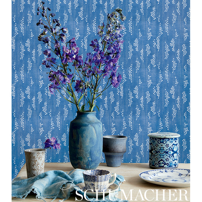 Schumacher Taki Floral Indigo Wallpaper 5008740