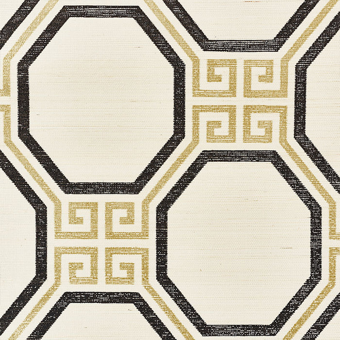 Schumacher Octavia Sisal Gold & Jet Wallpaper Sample 5008930