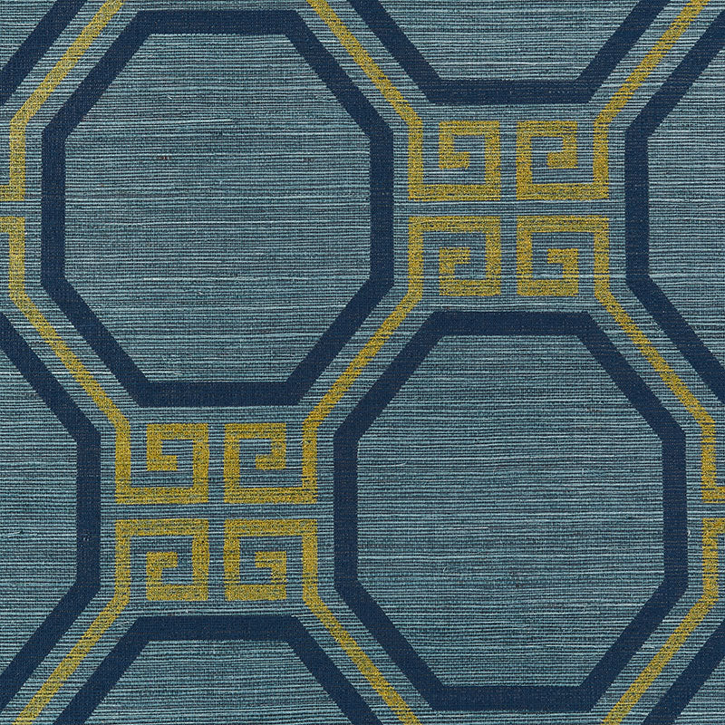 Schumacher Octavia Sisal Peacock Wallpaper Sample 5008932