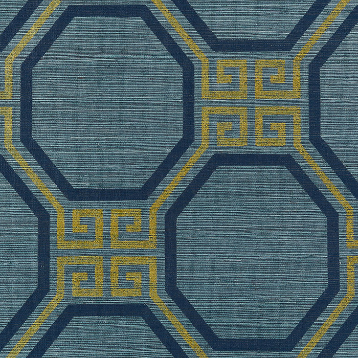 Schumacher Octavia Sisal Peacock Wallpaper Sample 5008932