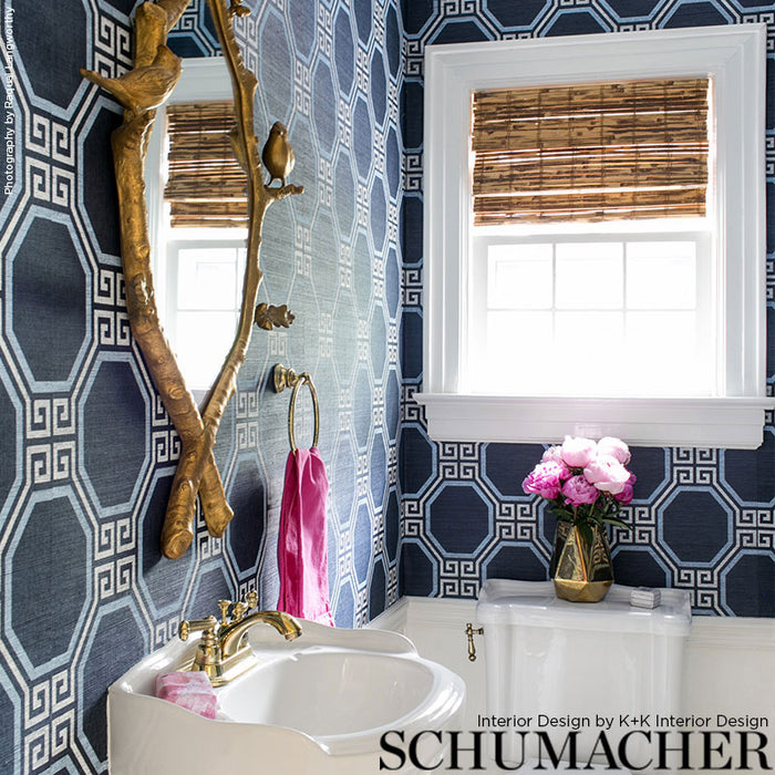 Schumacher Octavia Sisal Navy Wallpaper Sample 5008933