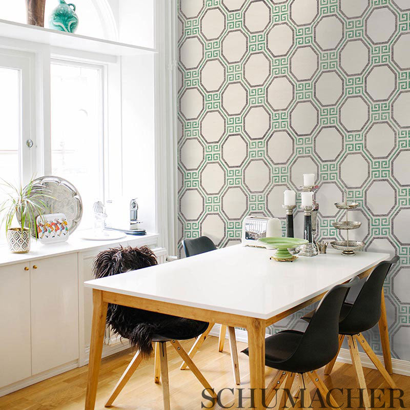 Schumacher Octavia Sisal Jade Wallpaper Sample 5008934