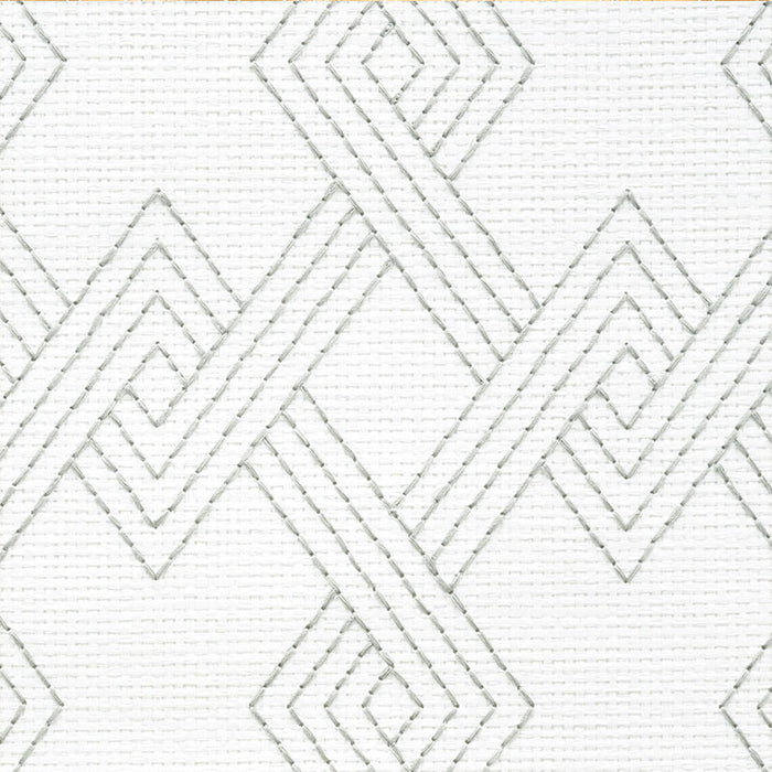 Schumacher Hix Embroidered Paperweave Grey Wallpaper 5008950