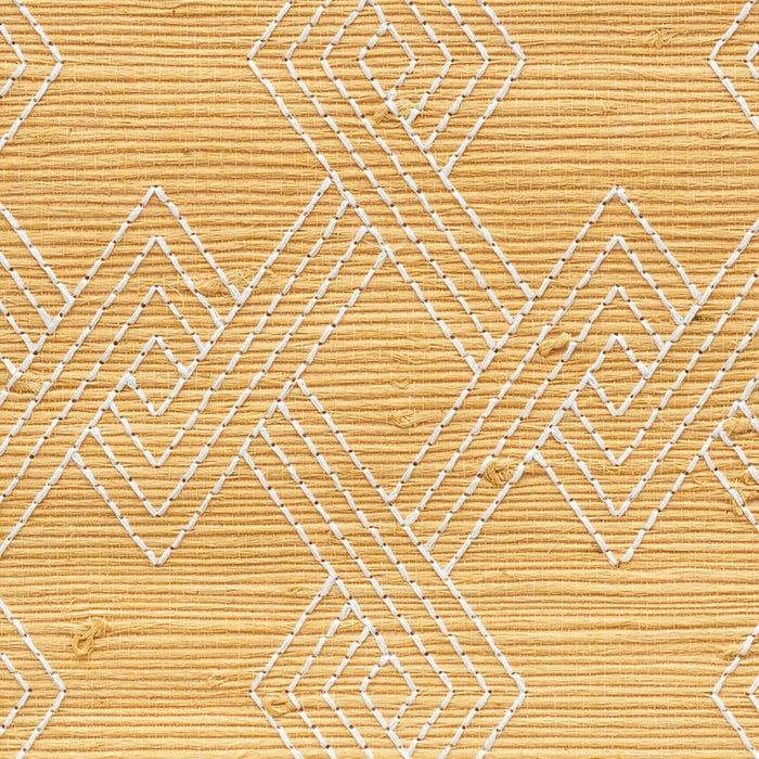 Schumacher Hix Embroidered Jute Natural Wallpaper Sample 5008960