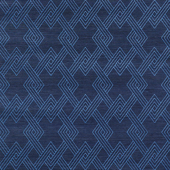 Schumacher Hix Embroidered Sisal Blue Wallpaper 5008970