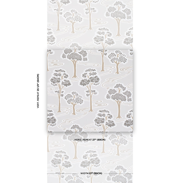 Schumacher Tree River Moonstone Wallpaper 5009100