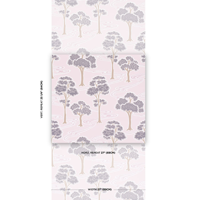 Schumacher Tree River Blush Wallpaper 5009101