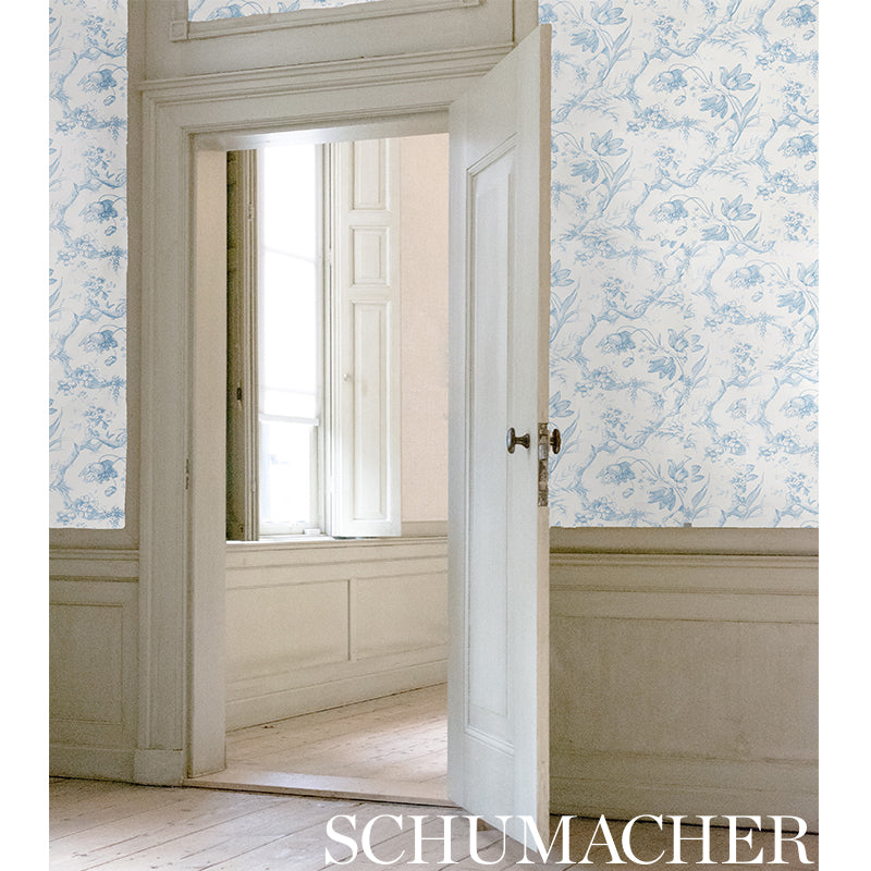 Schumacher Toile De Fleurs Grisaille Wallpaper 5009120