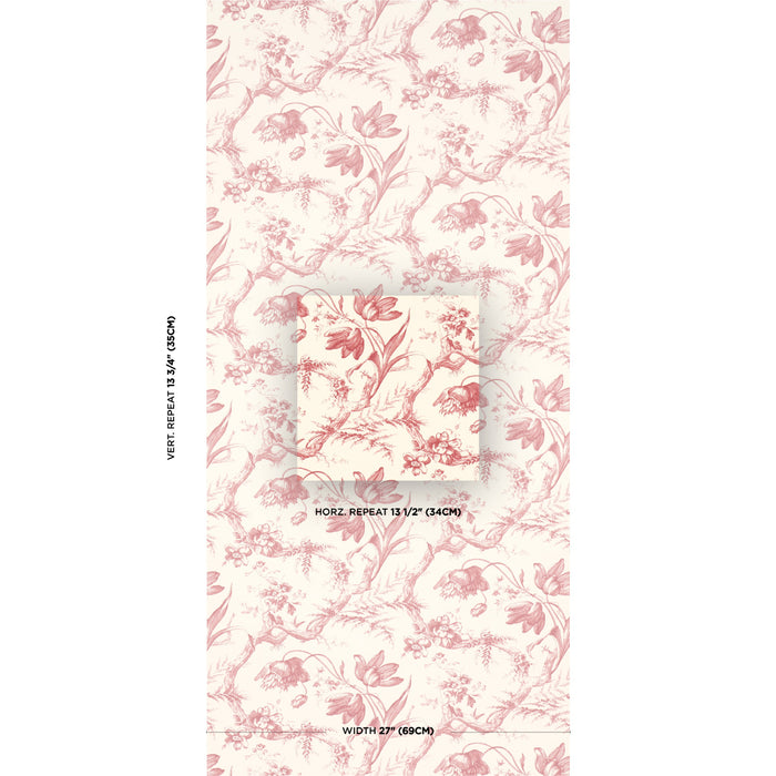 Schumacher Toile De Fleurs Rouge Wallpaper 5009122