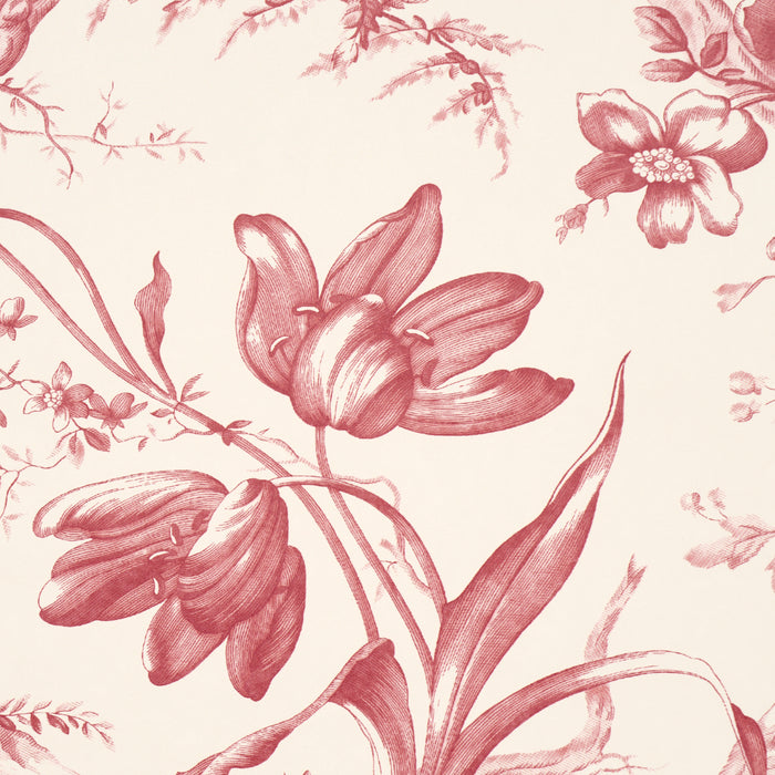 Schumacher Toile De Fleurs Rouge Wallpaper Sample 5009122