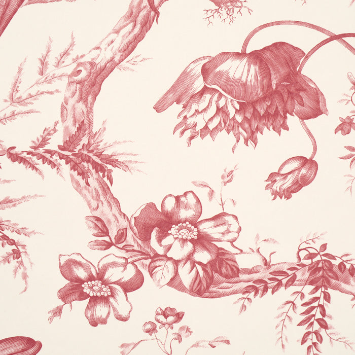 Schumacher Toile De Fleurs Rouge Wallpaper 5009122