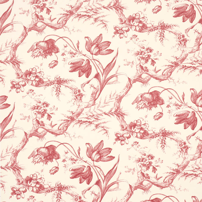 Schumacher Toile De Fleurs Rouge Wallpaper Sample 5009122