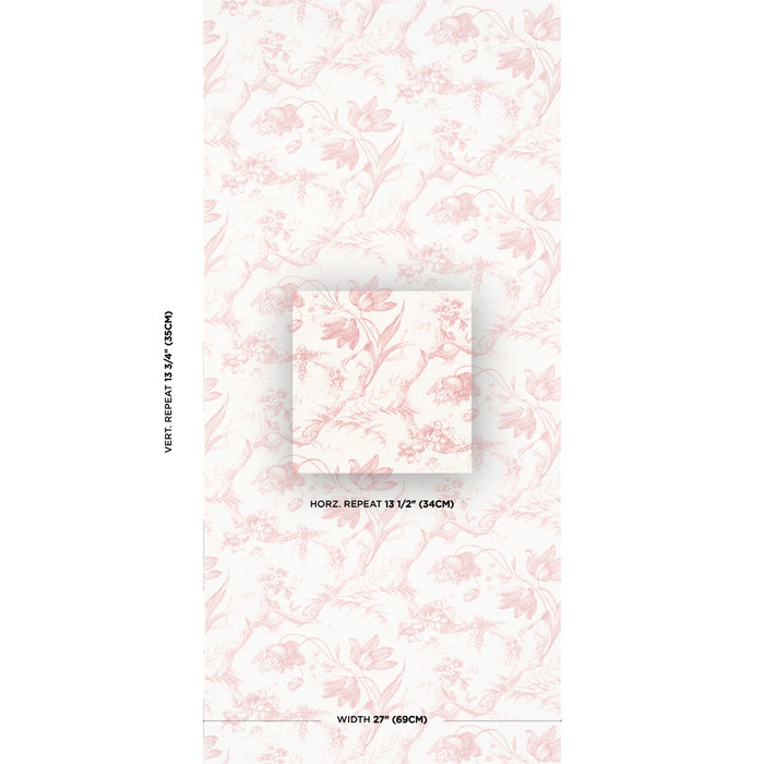 Schumacher Toile De Fleurs Pink Wallpaper 5009123