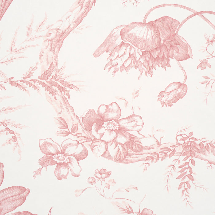 Schumacher Toile De Fleurs Pink Wallpaper Sample 5009123