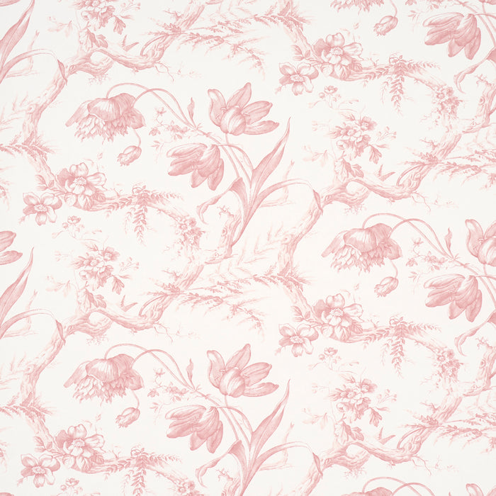 Schumacher Toile De Fleurs Pink Wallpaper 5009123