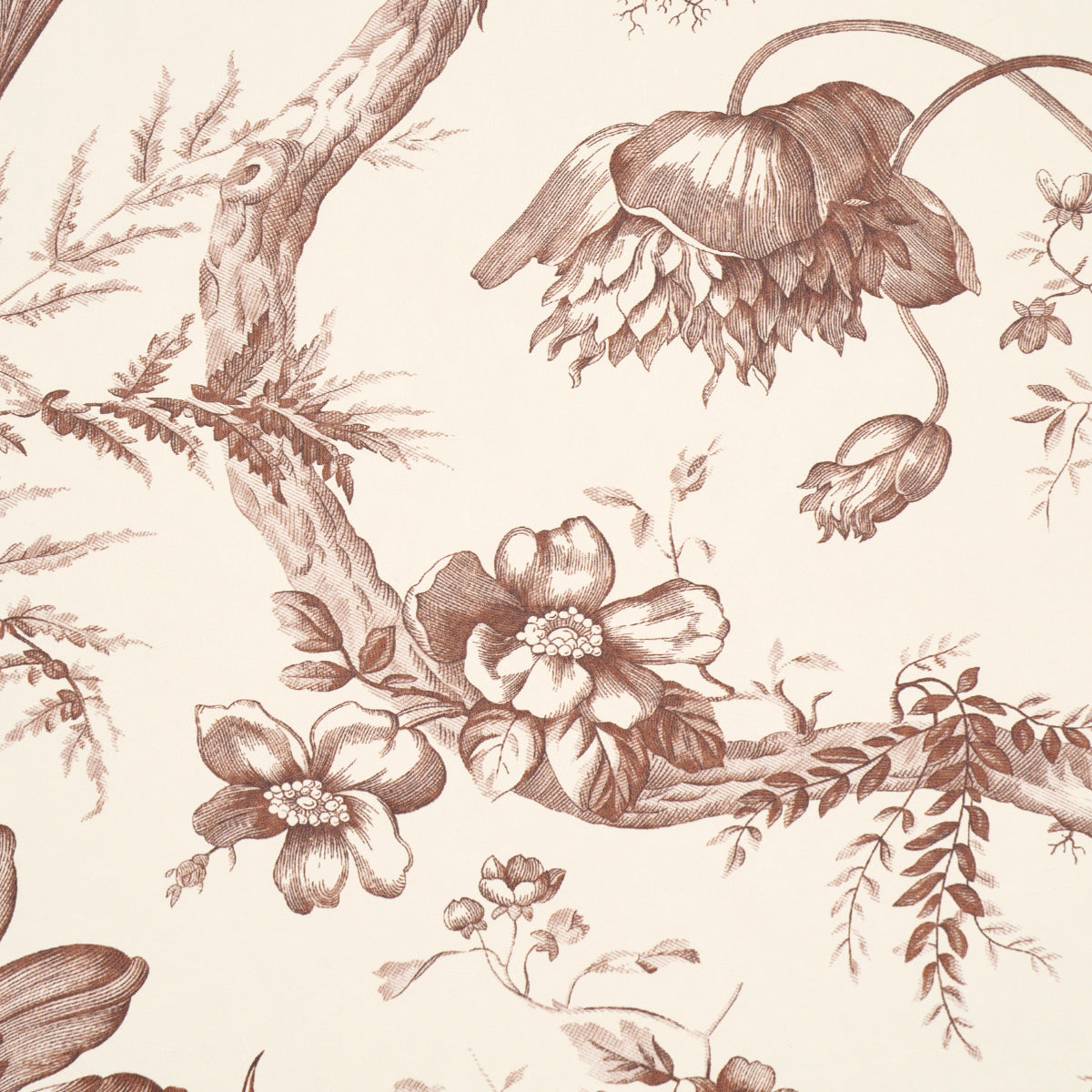 Schumacher Toile De Fleurs Fawn Wallpaper 5009124